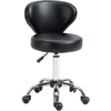 Image de HOMCOM Tabouret de massage tabouret à roulettes réglable en hauteur pivotant 360° dossier mi-incurvé ergonomique revêtement synthétique noir