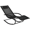 Image de Outsunny Chaise longue à bascule rocking chair ergonomique avec tétière accoudoirs métal galvanisé textilène dim. 63l x 160P x 88H cm noir-AOSOM.fr