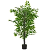 Image de Outsunny Arbre Ficus Artificiel Réaliste 135cm avec 756 Feuilles et Pot Noir pour Intérieur Aosom France