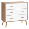 Image de HOMCOM Commode meuble de rangement contemporain 3 tiroirs blanc et bois naturel