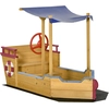 Image de Outsunny Bac à sable bateau de pirate structure extérieure pour enfant aire de jeux protection contre le soleil et la pluie 160 x 70 x 103 cm