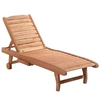 Image de Outsunny Bain de Soleil transat Style Colonial Dossier réglable 3 Positions roulettes Tablette Support Bois Sapin pré-huilé