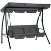Image de Outsunny Balancelle pour Jardin Convertible 3 Places Inclinaison Toit réglable Matelas fourni 2L x 1,25l x 1,7H m Noir Anthracite