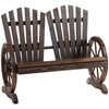 Image de Outsunny Banc de Jardin 2 Places Adirondack Style Rustique Chic accoudoirs Roues Charette Bois Sapin traité carbonisation