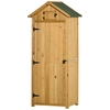 Image de Outsunny Cabanon & Chalet de Jardin Bois en Sapin Massif avec 2 Portes Verrouillables, Toit en Pente Bitumé 77x54,2x179 cm, Jaune Aosom France