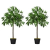 Image de Outsunny Lot de 2 lauriers boules artificiels Plantes artificielles avec pots 0,90H m