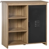 Image de HOMCOM Buffet design industriel - meuble de rangement 3 niches placard - panneaux particules aspect bois veinage porte métal noir