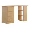 Image de HOMCOM Bureau Informatique Table Multi-Fonctions 3 tiroirs 2 étagères dim. 120L x 49l x 72H cm MDF Aspect Bois Clair