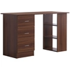 Image de HOMCOM Bureau informatique table multi-fonctions 3 tiroirs 3 étagères dim. 120L x 49l x 72H cm panneaux de particules noyer