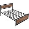 Image de HOMCOM Cadre du lit pour matelas dim. 140 x 190 cm avec support de lattes en acier jusqu'à 300 kg 9 pieds stables rangement noir et brun rustique