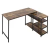 Image de HOMCOM Bureau d'angle bureau informatique avec étagères de rangement style industriel en panneau de particules classe E1 brun rustique