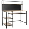 Image de HOMCOM Bureau Informatique Design Industriel 4 étagères Grand Plateau et Panneau Noir métal Aspect chêne Clair