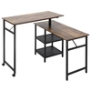 Image de HOMCOM Bureau d'angle bureau industriel en bois 3 formes modulables plateau pivotant à 360° doté de 2 roulettes avec frein