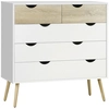 Image de HOMCOM Commode 5 Tiroirs Style Scandinave, Rangement Blanc et Chêne Clair Élégant Aosom France