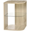 Image de HOMCOM Guéridon bout de canapé design étagère verre trempé aspect chêne clair