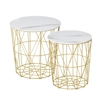 Image de HOMCOM Lot de 2 tables basses gigognes table basse ronde encastrables style néo-rétro