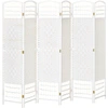 Image de HOMCOM Paravent intérieur séparateur de pièce 6 Panneaux Pliables 242L x 170H cm Bois de peuplier Bambou Fibres de Papier tressée Blanc Paille