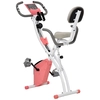 Image de HOMCOM Vélo d'appartement pliant 8 niveaux de résistance écran LCD multifonction suspensions support tablette acier rose blanc