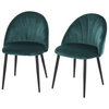 Image de HOMCOM Lot de 2 chaise de salle à manger chaise scandinave velours 100% polyester métal dim. 52l x 54P x 79H cm vert noir Aosom France