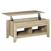 Image de HOMCOM Table basse rectangulaire avec plateau revelable 2 compartiments ouverts table à café panneaux particules 105 x 50 x 49 cm chêne