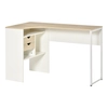 Image de HOMCOM Bureau d'angle Bureau Informatique avec tiroirs Multi-Rangement en Bois Aspect chêne Clair Blanc