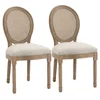 Image de HOMCOM Lot de 2 chaises salle à mange beige Chaises bois sculpté médaillon vintage Style Louis XVI patiné Dossier cannage Aspect Lin Aosom France