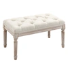 Image de HOMCOM Banc banquette design classique et vintage rembourrage en tissu au toucher lin grand confort pour chambre salle à manger salon couloir beige