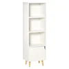 Image de HOMCOM meuble de rangement colonne style scandinave avec lignes épurées 3 niches 1 porte 40L x 30l x 129,5H cm blanc