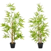 Image de Outsunny Bambous artificiels 1,20H m réalistes par Bambou avec Vrais Troncs - Pot Inclus Noir Vert