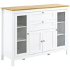Image de HOMCOM Buffet style classique chic meuble sur pied 2 portes 2 étagères réglables 2 tiroirs coulissants placard 2 portes MDF blanc aspect bois clair