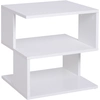 Image de HOMCOM Table basse bout de canapé design asymétrique 2 étagères et plateau 40L x 40l x 43H cm blanc