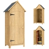 Image de Outsunny Abri de Jardin en Bois Sapin pré-huilé - Remise à Outils avec 3 Étagères, Porte Loquet, Toit Pente en Bitumé dim. 77x54x179 cm Aosom France