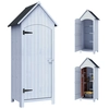 Image de Outsunny Armoire abri de Jardin Remise pour Outils 3 étagères Porte loquet Toit Pente bitumé dim. 77L x 54l x 179H cm Bois Sapin pré-huilé Blanc