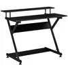 Image de HOMCOM Bureau informatique table avec étagères style industriel grand espace de rangement pour bureau chambre salle de jeu noir