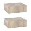 Image de Outsunny Paire Tables de Chevet Murales Bois Naturel avec Tiroir Design Moderne Élégant Aosom France