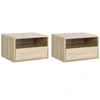 Image de Outsunny Duo Tables de Chevet Murales Aspect Chêne Clair Design Épuré Installation Simplifiée Aosom France