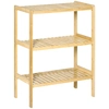 Image de HOMCOM Etagère de rangement meuble de rangement style cosy naturel en bois de bambou avec étagères à lattes dim. 62L x 33l x 80H cm