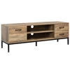 Image de HOMCOM Meuble TV banc TV jusqu'à 50 pouces placard, 2 tiroirs et étagère - 2 passe-câbles - 132 x 39 x 45,5 cm marron noir