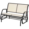 Image de Outsunny Banc à bascule de jardin 2 places design contemporain grand confort accoudoirs assise et dossier ergonomique acier textilène beige