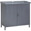 Image de Outsunny Armoire de rangement de jardin sur pied, table de rempotage 2 en 1 double porte, étagère, plateau métal galvanisé - gris