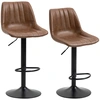 Image de HOMCOM Lot de 2 tabourets de bar chaise de bar style vintage réglable pivotant avec repose-pied revêtement synthétique marron Aosom France