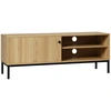 Image de HOMCOM Meuble TV max. 50 pouces 3 compartiments 2 passe-câbles avec porte coulissante - dim. 120L x 39,5l x 46H cm