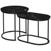 Image de Homcom Tables d'Appoint Gigognes Rondes Marbre Noir et Ovale Design Tendance Aosom France