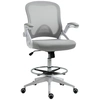 Image de Vinsetto Fauteuil de bureau chaise de bureau assise haute réglable dim. 64L x 60l x 106-126H cm pivotant 360° maille respirante gris et blanc
