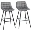 Image de HOMCOM Lot de 2 tabourets chaises de bar design en velours capitonné et métal hauteur 64,5 cm - gris