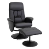Image de HOMCOM Fauteuil relax ergonomique pivotant 360° inclinable avec repose-pieds revêtement synthétique métal noir Aosom France