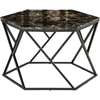 Image de HOMCOM Table basse hexagonale avec plateau MDF aspect marbre et piètement graphique en métal noir dim. 81L x 70l x 51,2H cm Aosom France