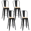 Image de HOMCOM Lot de 4 tabourets de bar chaises de cuisine Industriel avec dossier repose-pied Hauteur Assise 76 cm Bois Clair