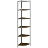 Image de HOMCOM Étagère d'angle à 5 niveaux bibliothèque d'angle cadre métallique style industriel - 34 x 34 x 166 cm marron noir