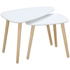 Image de HOMCOM Lot de 2 tables basses gigognes design scandinave pieds en bois et plateau MDF blanc